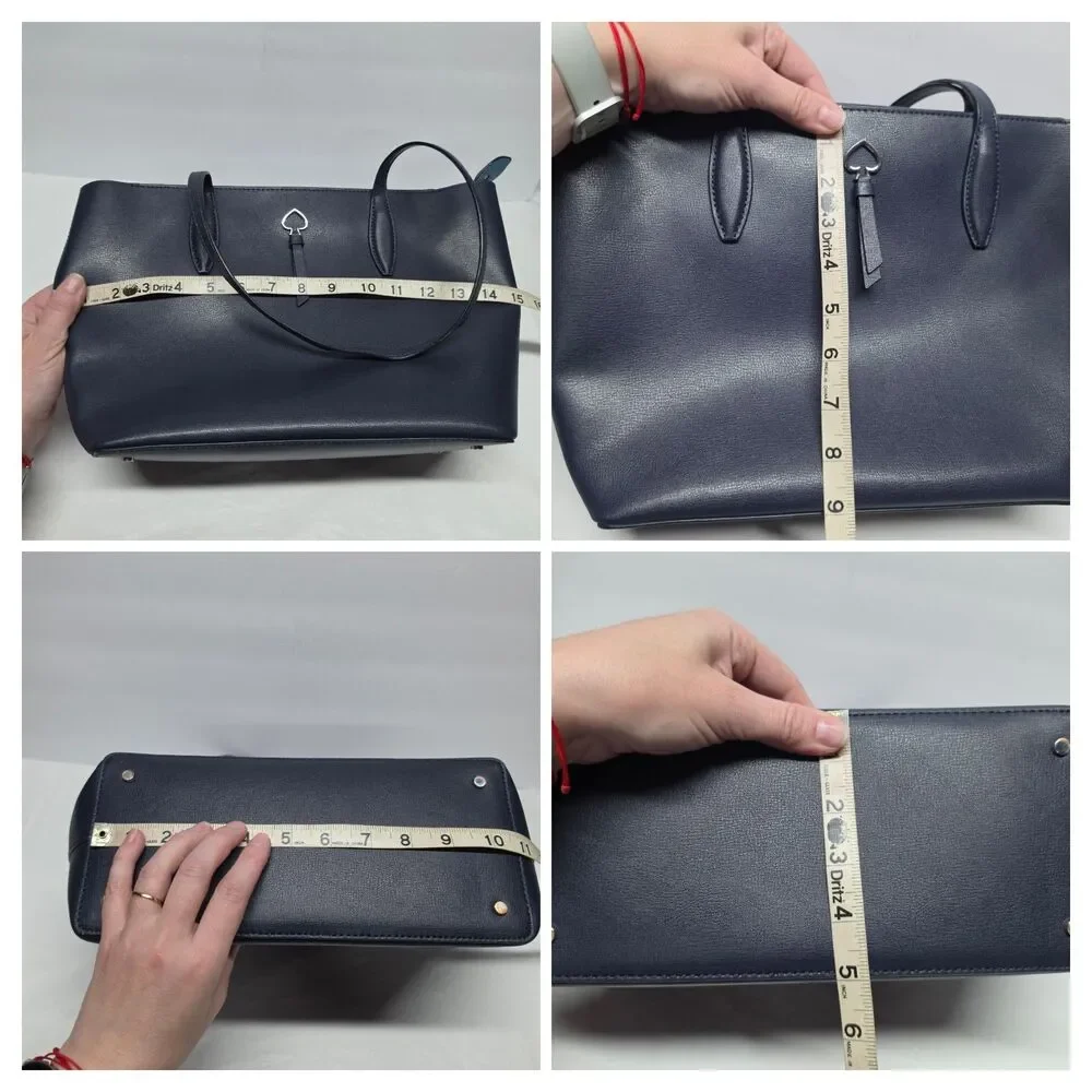 Kate Spade New York Adel Tote Navy Leather Shoulder Bag Purse Double Handle
